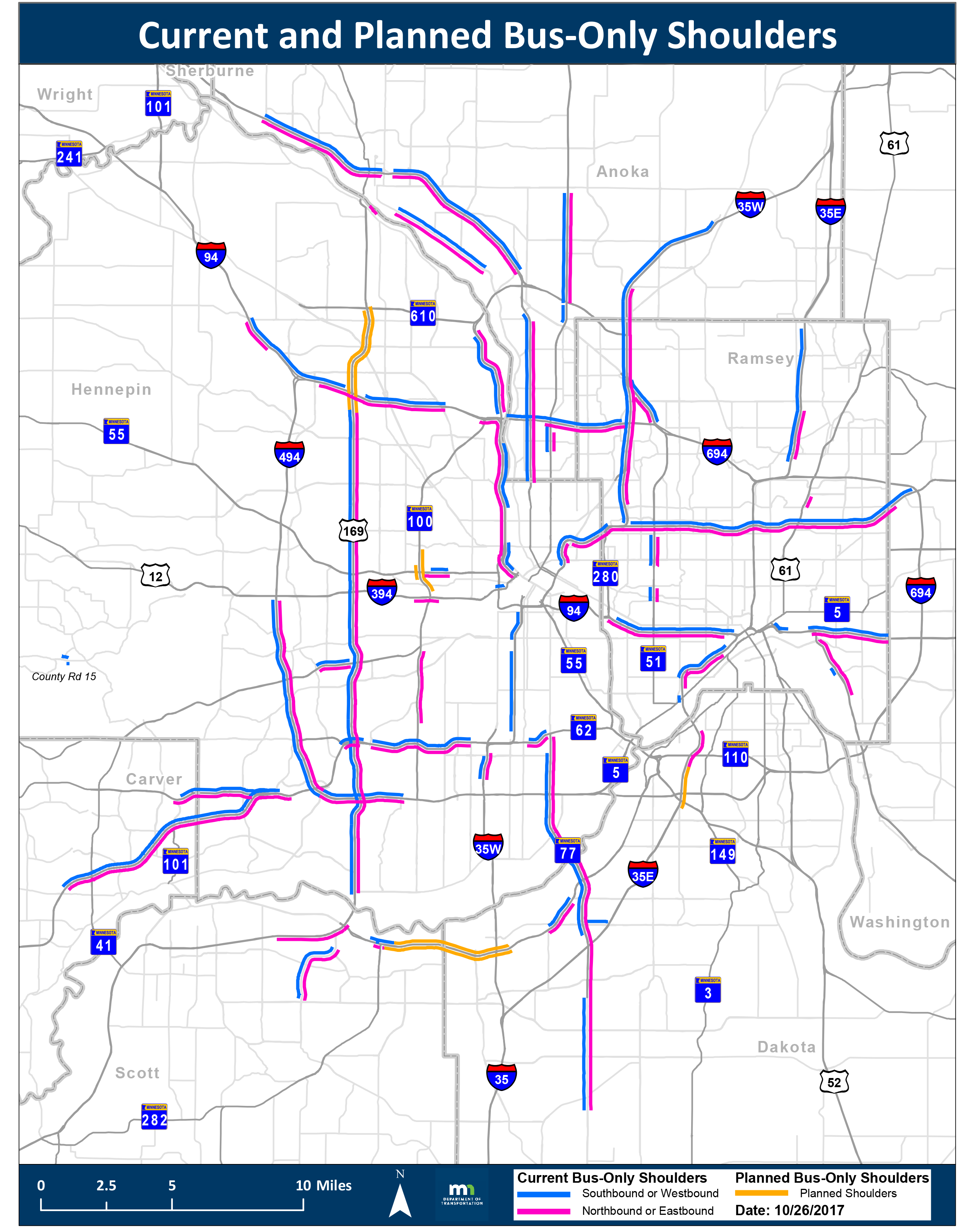 Bus-only shoulder map